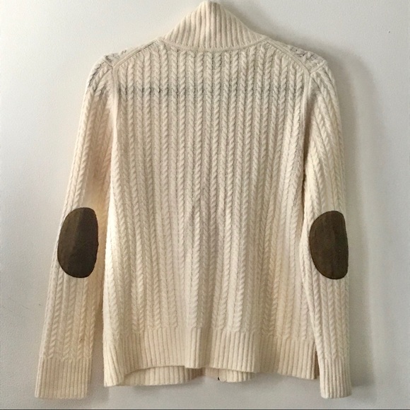 Talbots Lambswool Zip Cardi w/ Suede Elbow Patches - Picture 5 of 5